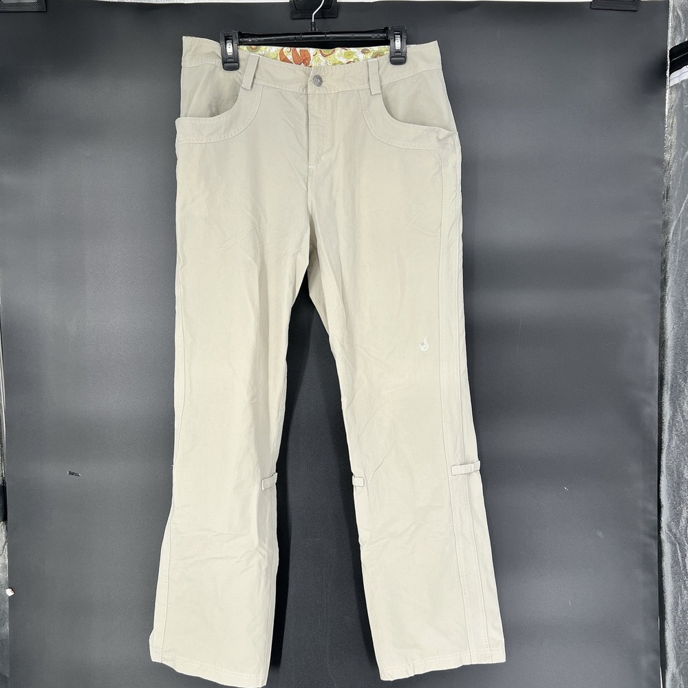 ISIS Pants Womens Sz 14 Hiking Outdoor Straight Leg Khaki Stretch Canvas Trouser